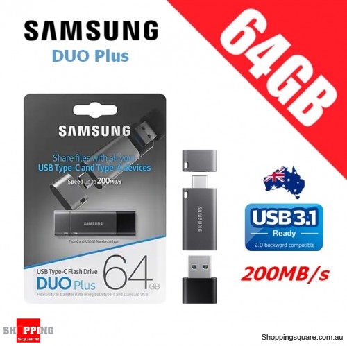Samsung 64GB DUO Plus USB 3.1 Flash Drive Memory 200MB/s - Online Shopping  @ Shopping Square.COM.AU Online Bargain & Discount Shopping Square