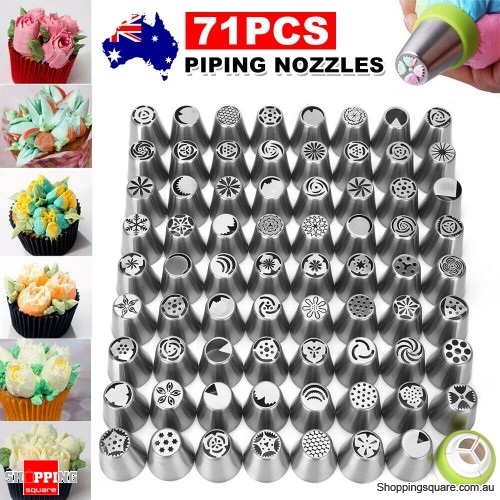 71PCS Piping Nozzles Set Cake Decorating Flower Russian Icing Tips Pas