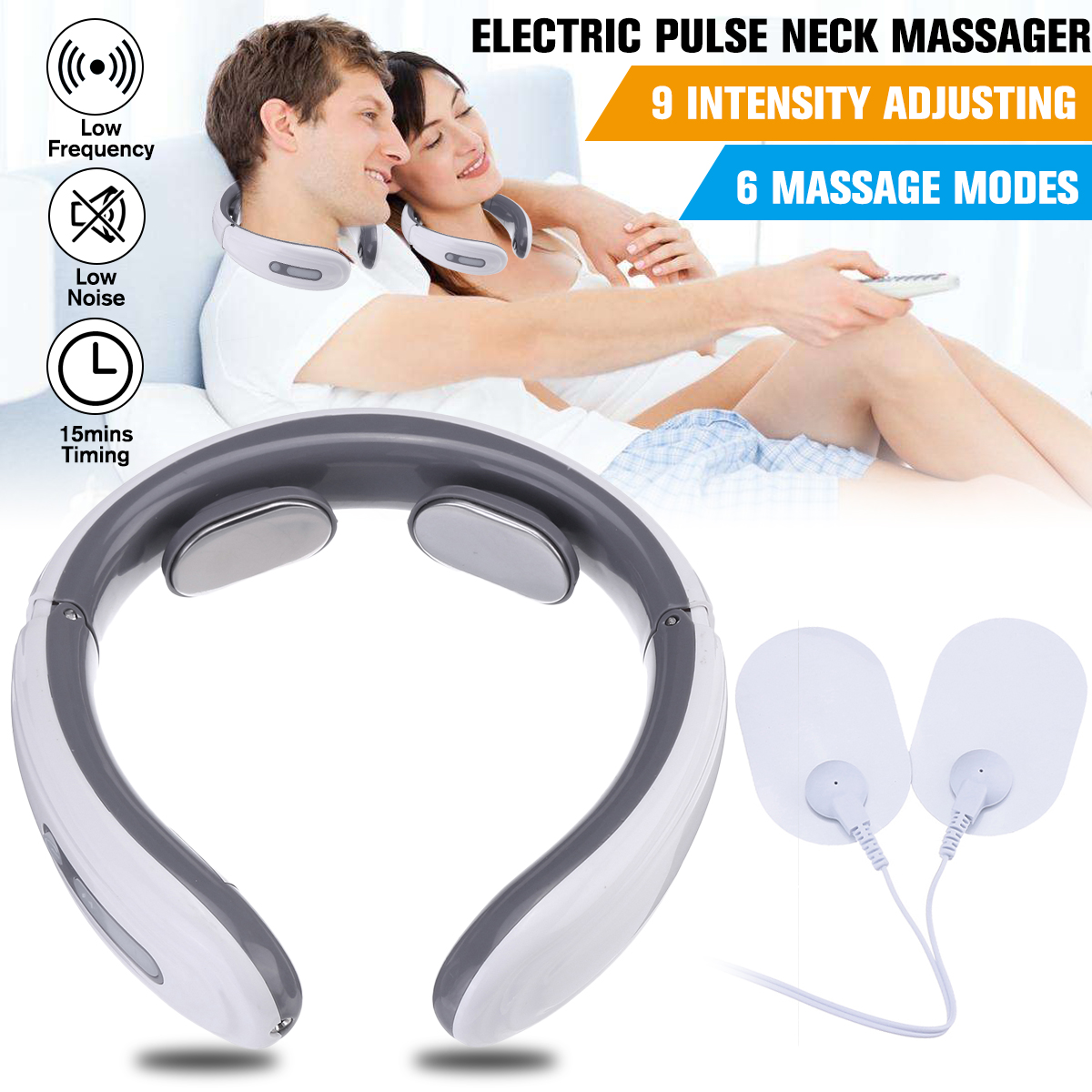 6 Modes 9 Levels Electric Neck Massager Pulse Cervical Vertebra Relax Lumbar Leg Massage Device 