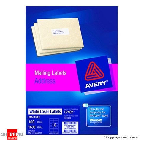 Avery White Address Labels 99.1 x 34mm, 1600 labels