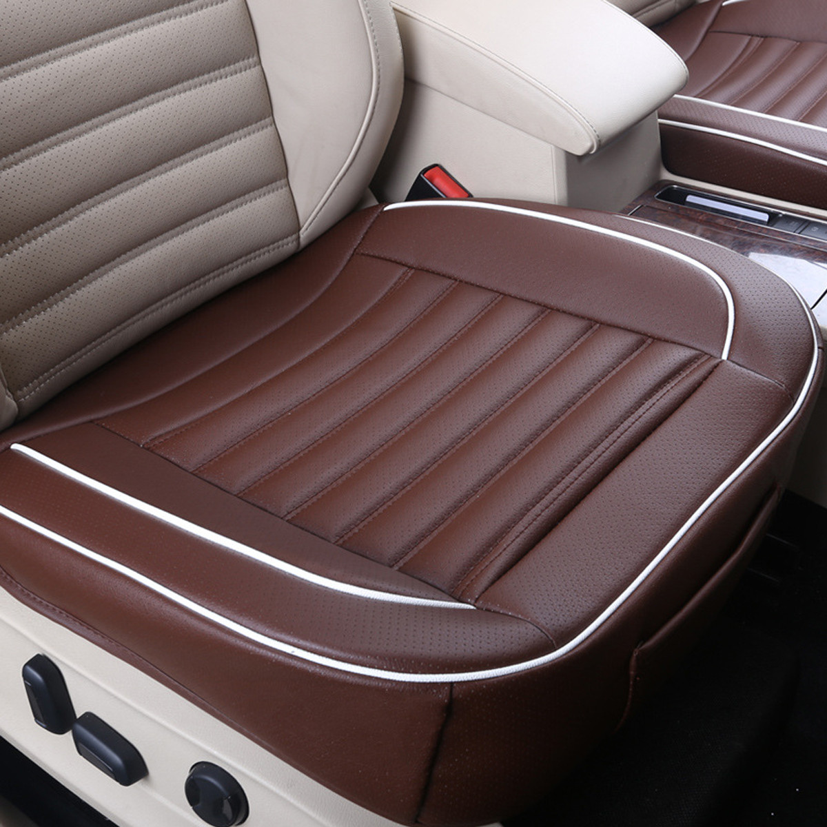 50x50cm PU Leather Car Cushion Seat Chair Cover Coffee Colour - Online