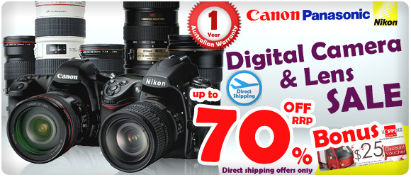 Digital Camera and Lens Sale - Bonus $25 Discount Vouchers