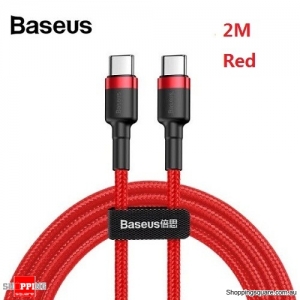 2M Baseus USB Type-C to Type-C Charger Data M-M Cable Support PD & QC Fast Charging - Red