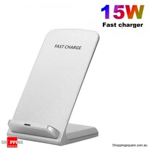 15W Fast Qi Wireless Charger Dock Stand For iPhone 11 XS 8 XR Samsung S20 S10 White Colour