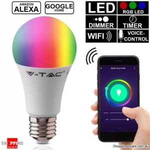 V-TAC Smart light VT-5118 10W LED Bulb WiFi E27 A60 RGB+3IN1 dimmable works with smartphone
