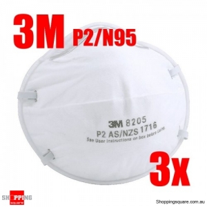 3PK - 3M Mask P2/N95 8205 FFP2 Approved Respirator Face Anti Dust Flu Protection
