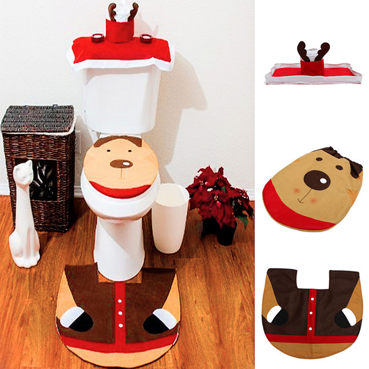 Christmas Xmas Santa Reindeer Washroom Toilet Seat Closestool ...