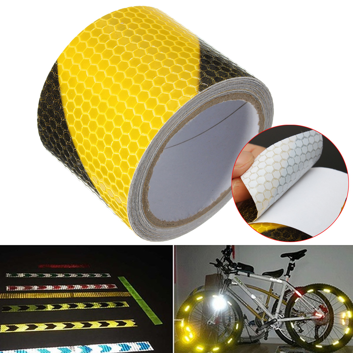 5x300cm Multi-functional Yellow Black Night Safety Reflective Tape ...