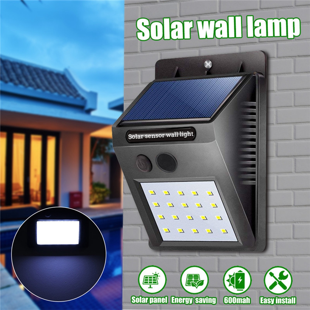 Waterproof 20 LED Solar Power Wall Light Outdoor Light-controlled ...