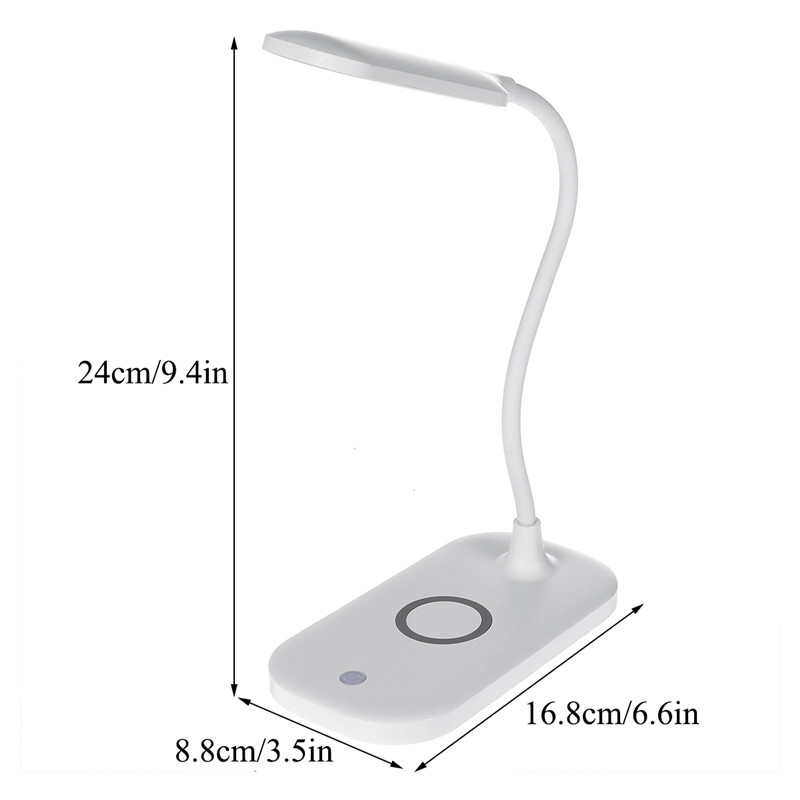 LED USB Charge Table Desk Lamp w/ Qi Wireless Phone Charger Reading ...