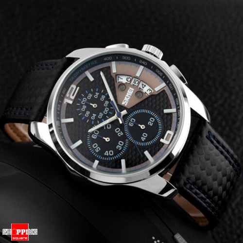 SKMEI 9106 Men's PU Leather Band Stylish Waterproof Analog Wrist Watch ...