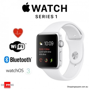 Apple Watch 38mm Series 1 Silver Aluminium Case with White Sport Band Smart Watch
