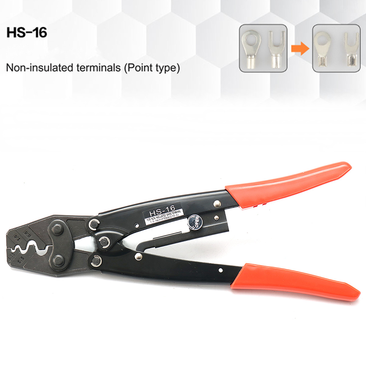 HS-16 1.25-16mm² Cable Lug Crimping Crimper Tool Bare Terminal Wire ...