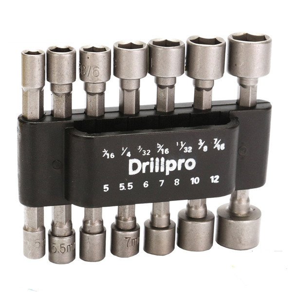 14pcs Hex Shank Power Nut Driver Drill Bit Set Sae Metric Socket Wrench 