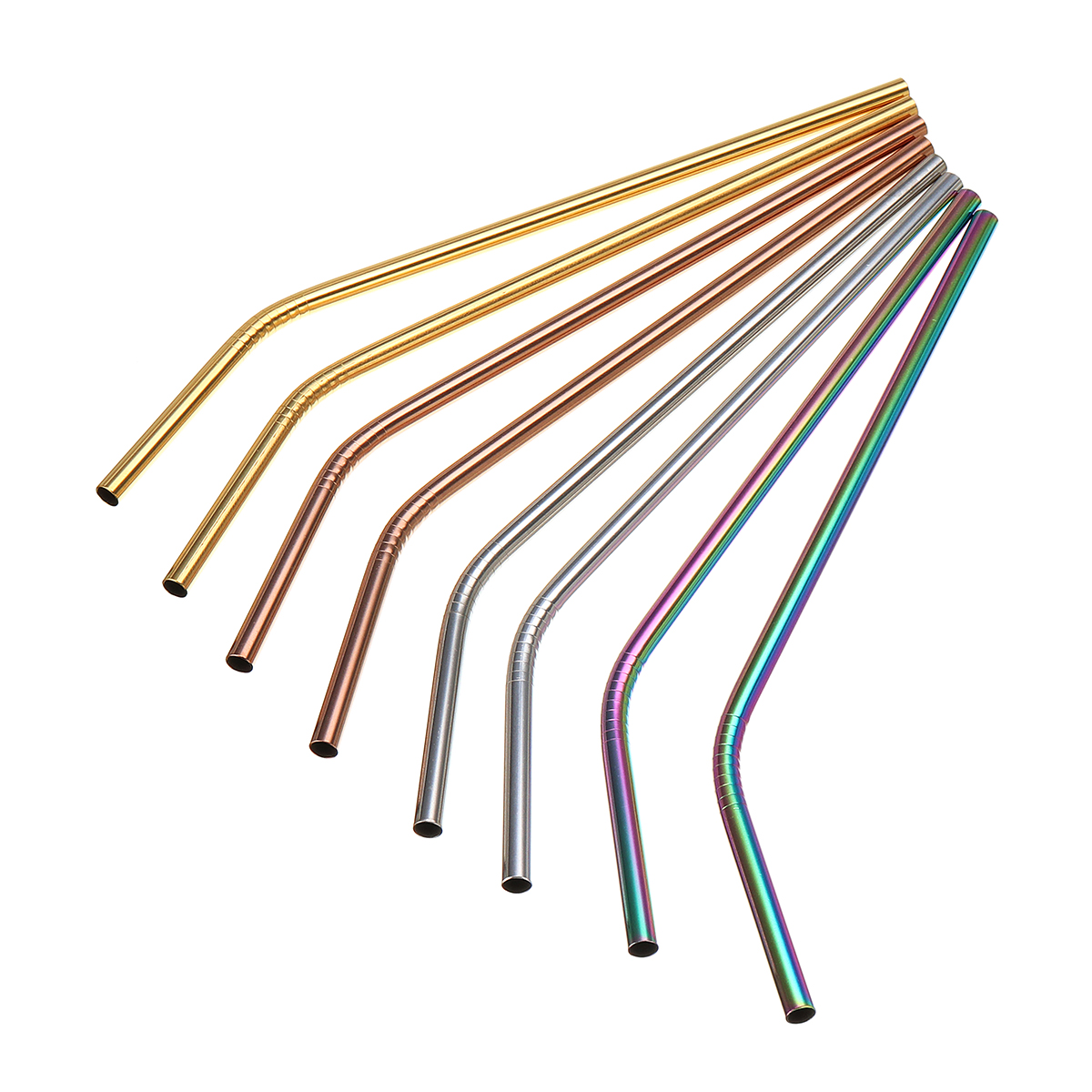 10Pcs Reusable Stainless Steel Straws Multi-Colored Mon-Toxic Metal ...