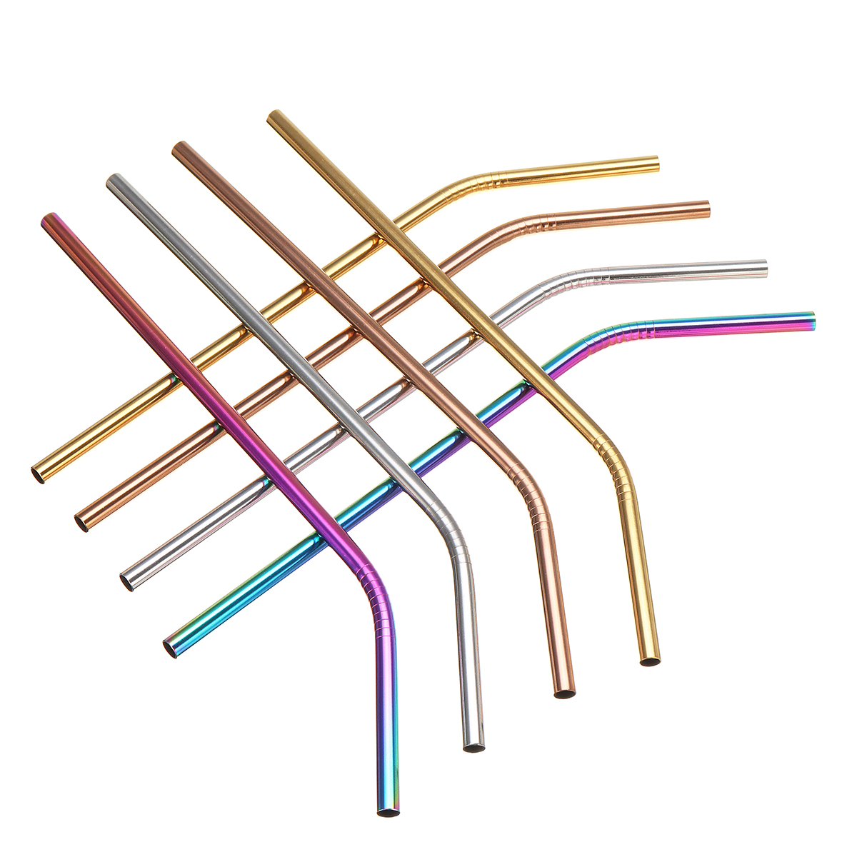 10Pcs Reusable Stainless Steel Straws Multi-Colored Mon-Toxic Metal ...