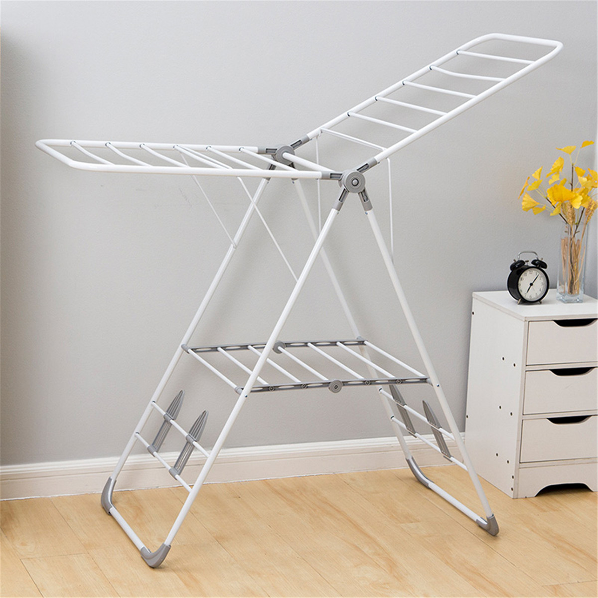 Folding Iron Clothes Drying Rack Indoor Outdoor Laundry Storage Dryer 