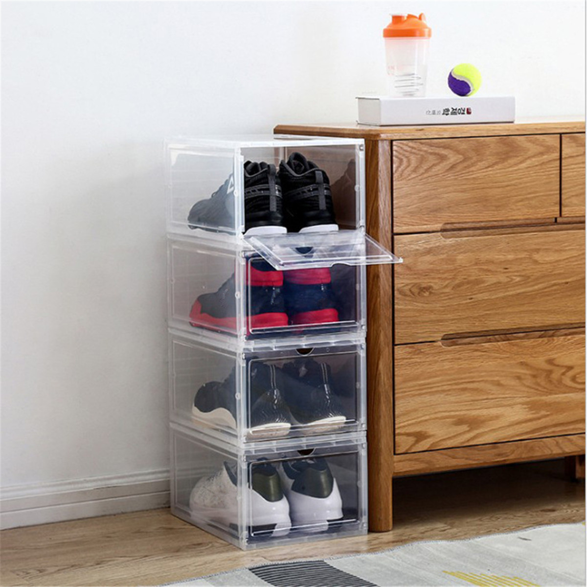 1 Piece Plastic Shoe Box Thicken PP Transparent Filp Cover Shoes