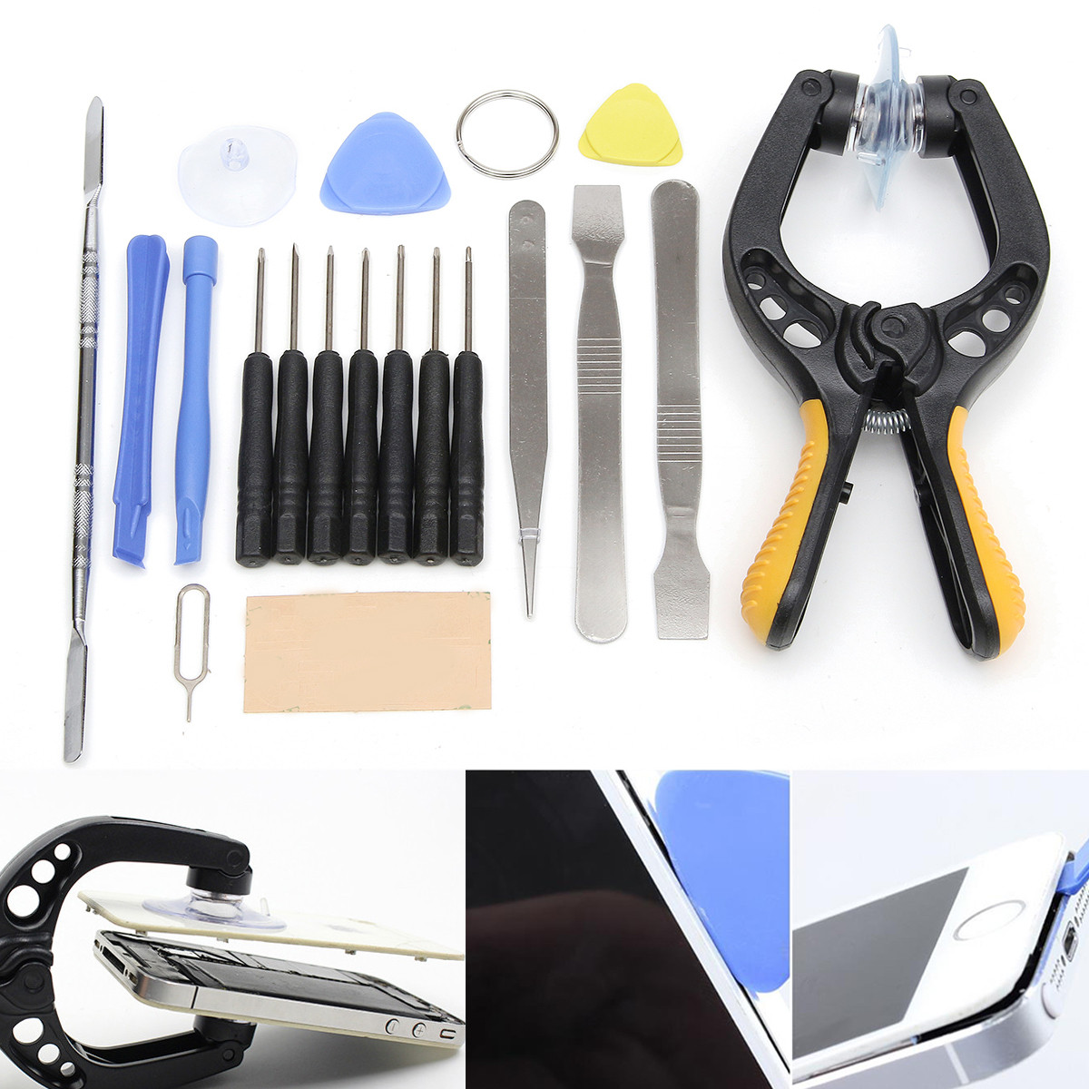 19 In 1 Phone Lcd Screen Opening Tool Plier Suction Cup Pry Spudger Repair Kit Set Online 