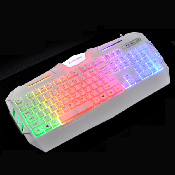 Colorful LED Backlit White Gaming Keyboard for Pro-Gamer DOTA2 LoL WoW ...