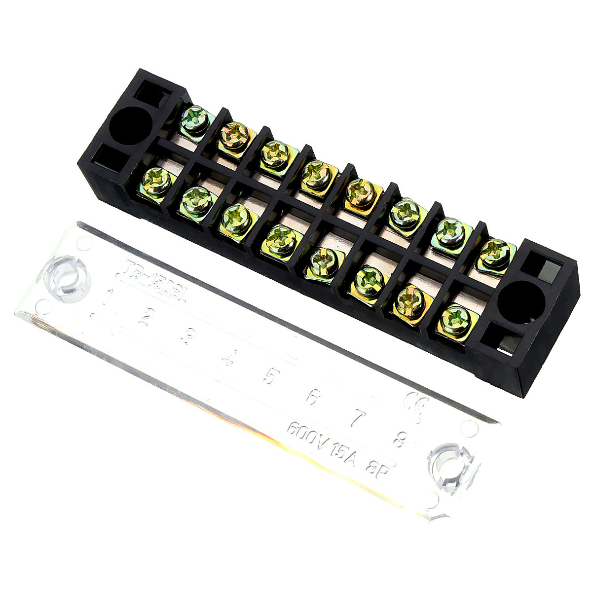 DR66 600V 15A 8P Double Row Screw Wire Connector Terminal Block ...