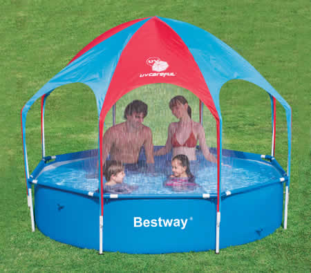 Bestway Large UV Careful 40+ UPF Splash-in-Shade Play Pool Water Set ...